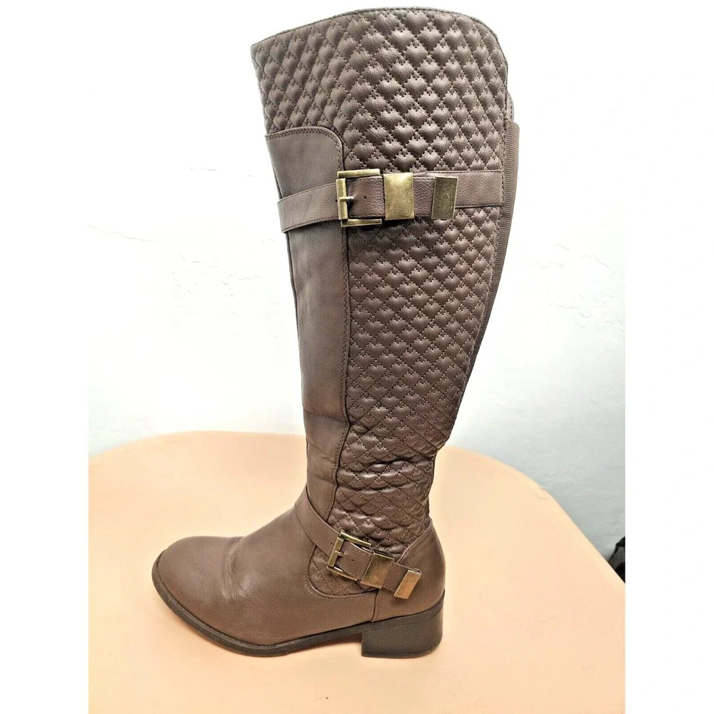 Nicole Womens Brwon Knee‎ High Fashion Boots Size 10W 41740093